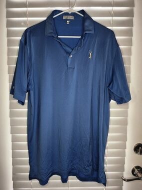 Peter Millar Summer Comfort Golf Polo Shirt Mens Large L Blue Embroidered Logo